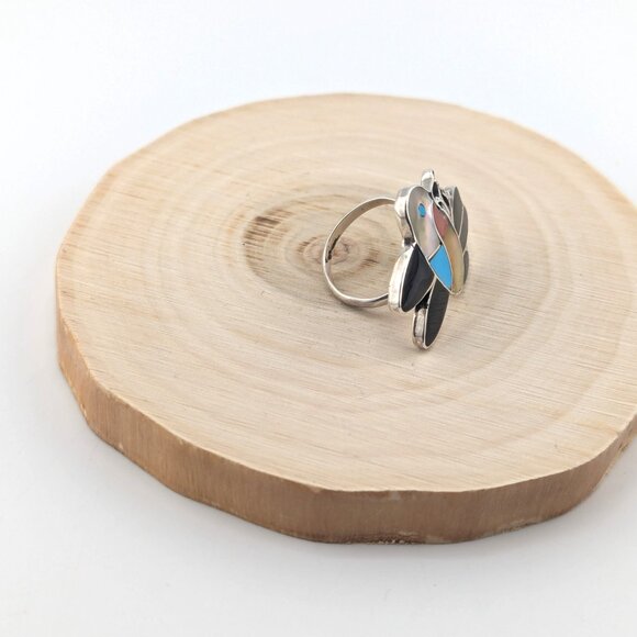 Genuine Native American Jewelry Zuni Ring Hummingbird Style Tribal sz 7.5 *** - Picture 5 of 11